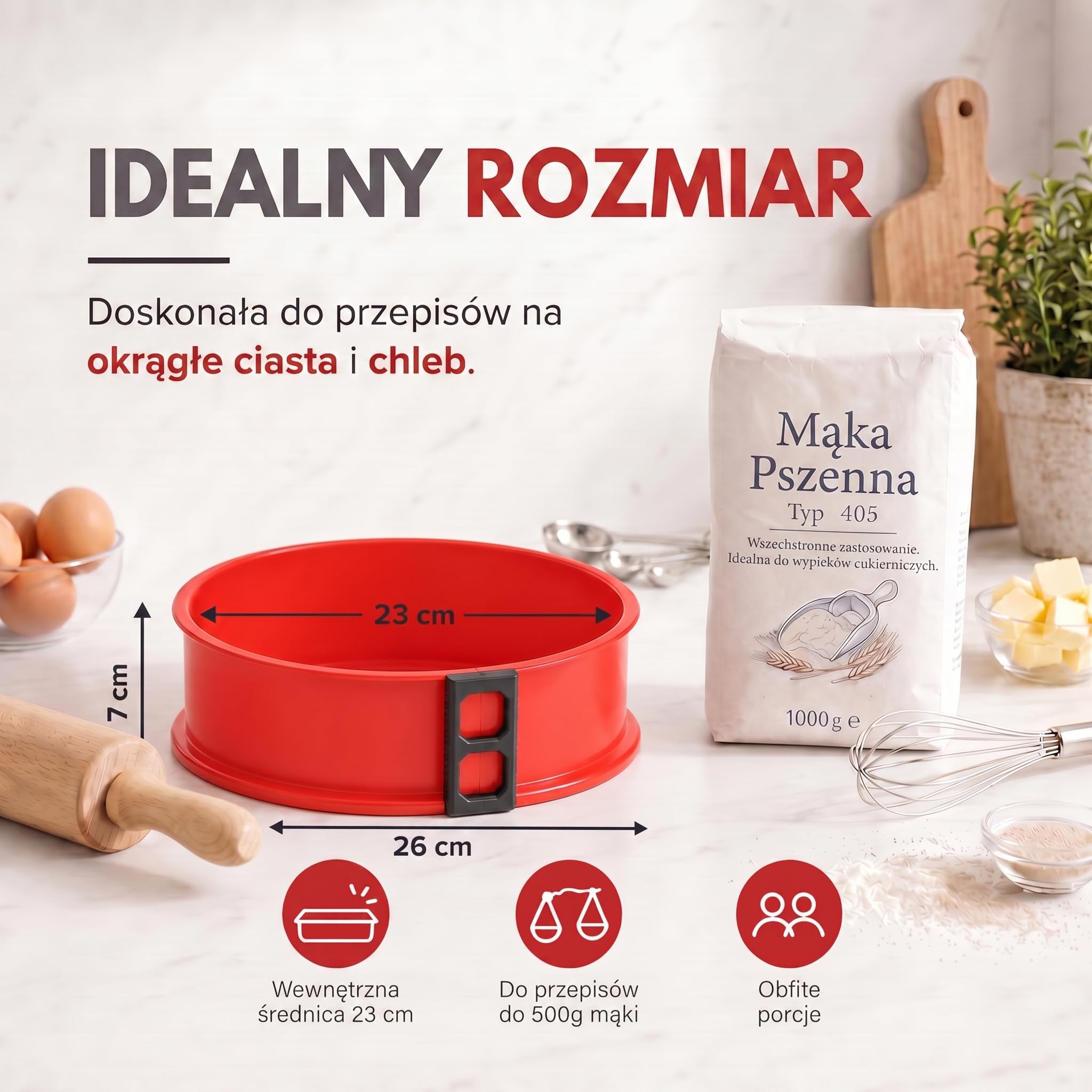 Silikonowa tortownica, nieprzywierająca forma do pieczenia ciast, Foremka silikonowa ze szklanym dnem (Czerwony)