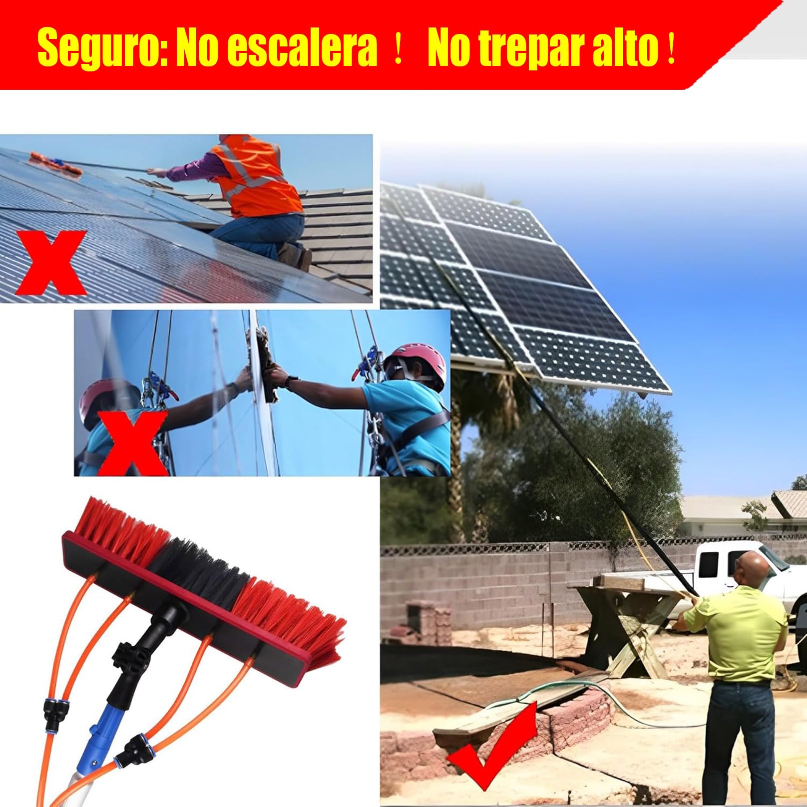 Signa - Spazzola da 55 cm, per pulizia pannelli solari, camion, lavaggio serre, negozi, multiuso, allungabile per una facile pulizia
