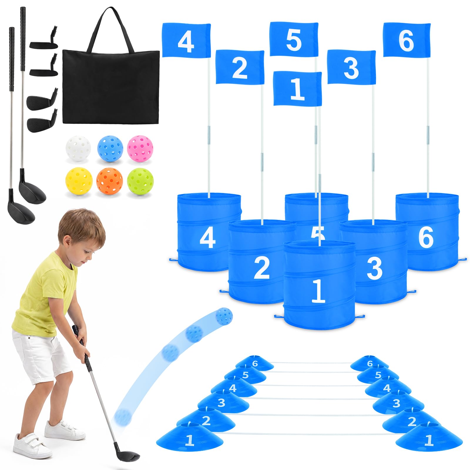 deAO Golf Yard Game Backyard Golf Games for Kids Adults, Portable 6 Holes Golf Course with Balls and Flag,Family Golf Gifts for Outdoor Indoor,Lawn, Park, Beach, Camping, Hotel (BLUE) — image 1