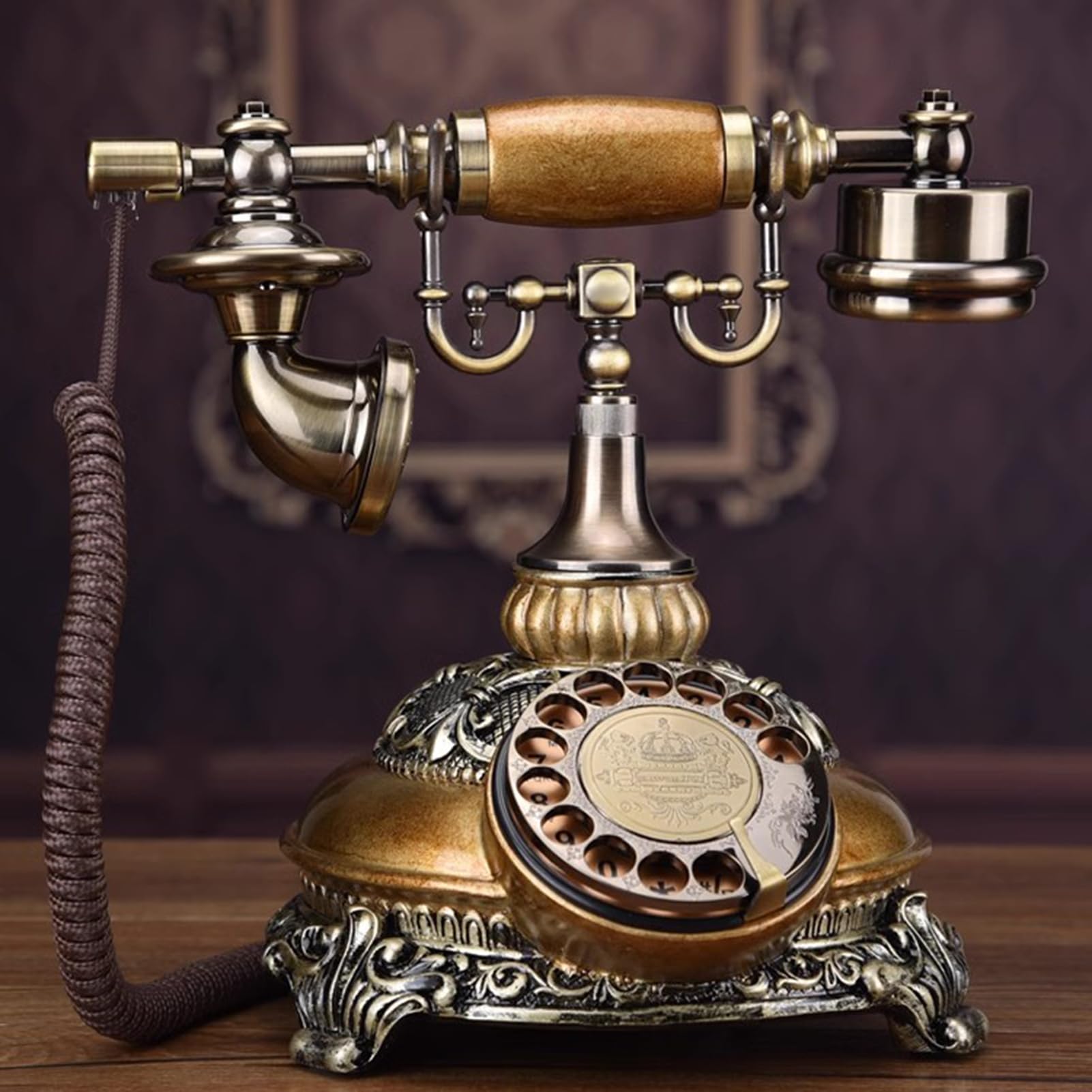 HJMMWT Telefon przewodowy z wybieraniem retro. Zabytkowy telefon stacjonarny. Vintage Home Office