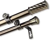 Vista 2 de Rod Desyne Grip 3/4 pulgadas de diámetro 28-48 "-Juego de cortineros dobles de latón antiguo