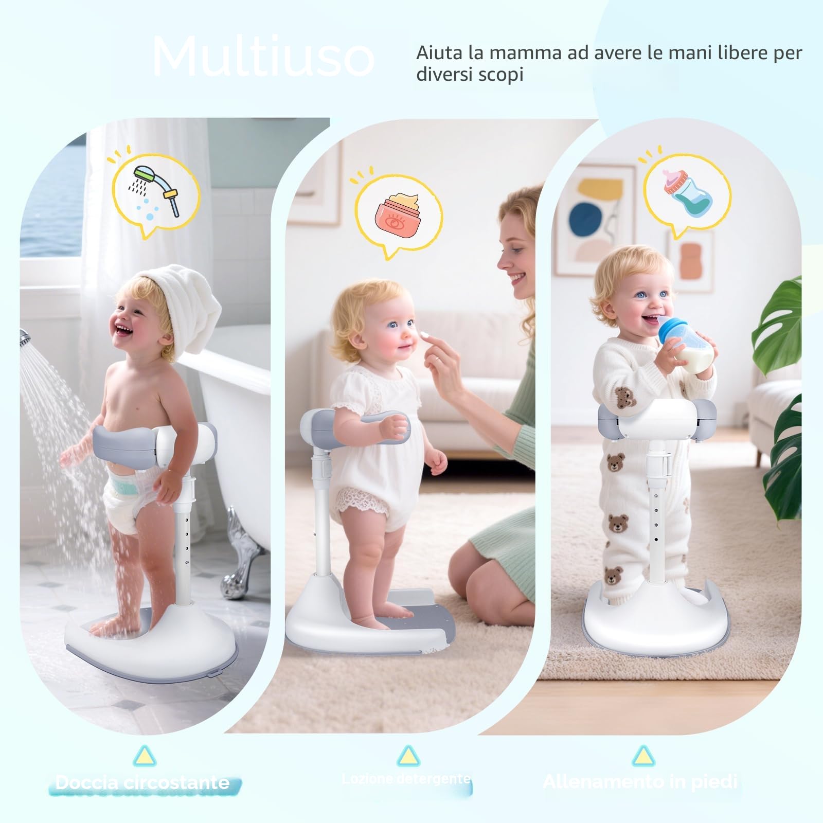 Supporto Doccia Bambini In Piedi,Altezza Regolabile,Con Base Antiscivolo,Supporto Doccia Bambini In Piedi Per 8 A 36 Mesi