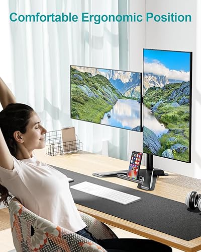 Miniatura 6 de MOUNT PRO Soporte para monitor doble, soporte de escritorio para monitor de movimiento completo, se adapta a 2 pantallas de hasta 27 pulgadas, 17.6