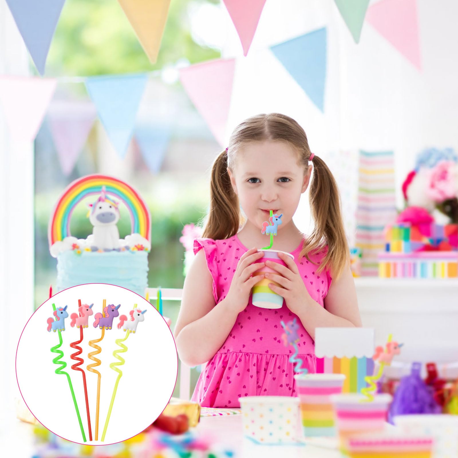 Cannucce Riutilizzabili Per Bambini Con Unicorno - 8 Pezzi, Colorate E Divertenti, Per Feste E Uso Quotidiano - Foto 11