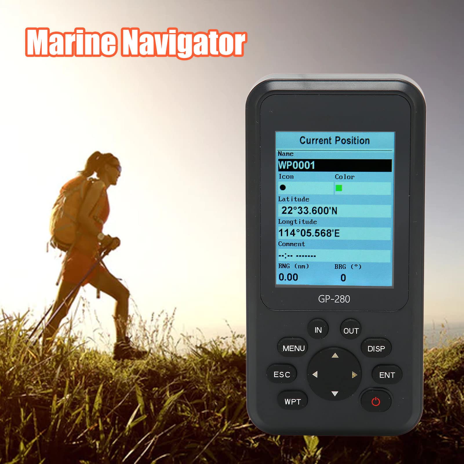 Navigateur GPS Portable, écran FSTN 2,6 Pouces Navigateur GPS Navigation GPS avec Alertes Visuelles et Audio pour Véhicule Marin (Noir)