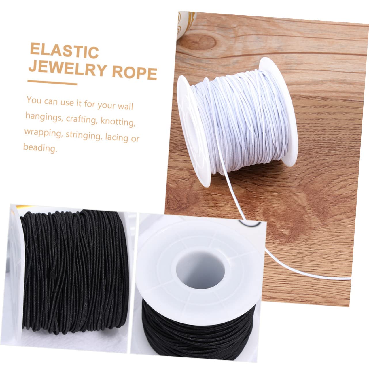 HOMSFOU 2 Sätze Elastisches Schmuckband Für Armbänder Und Für DIY Schmuckprojekte Party Dekoration Und Bastelarbeiten Schwarz Und Weiß 2 Rollen * 2