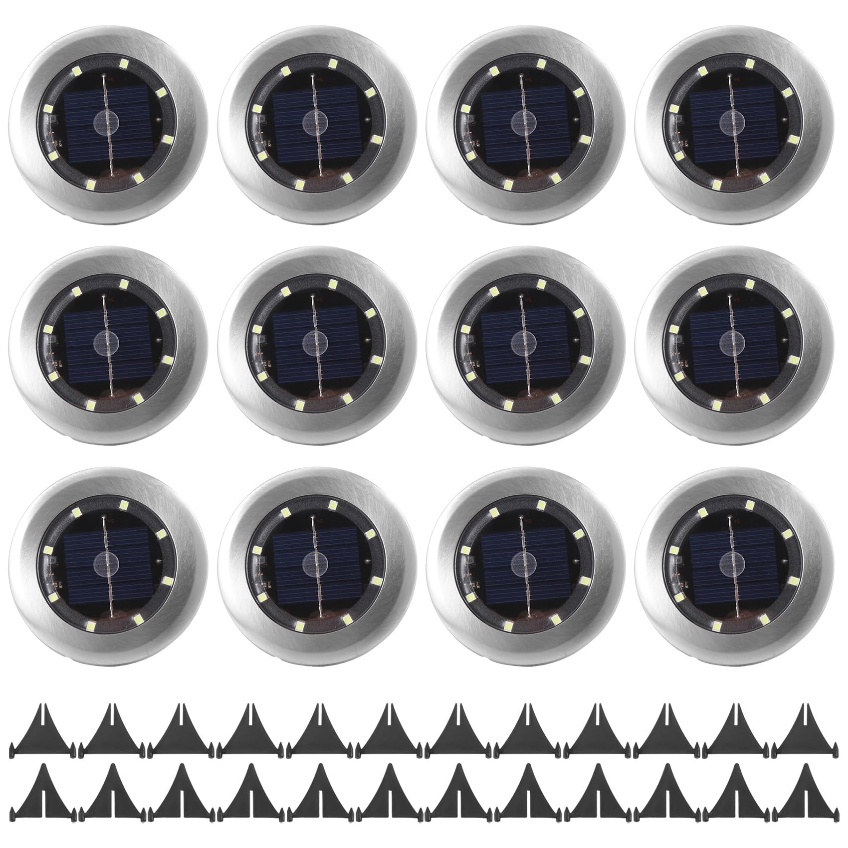 CTRLZS 12 Pack Solar Lights Outdoor Garden 8 LED Solar Disk Lights Outdoor IP65 Waterproof for Garden Pathway Lawn Patio Yard