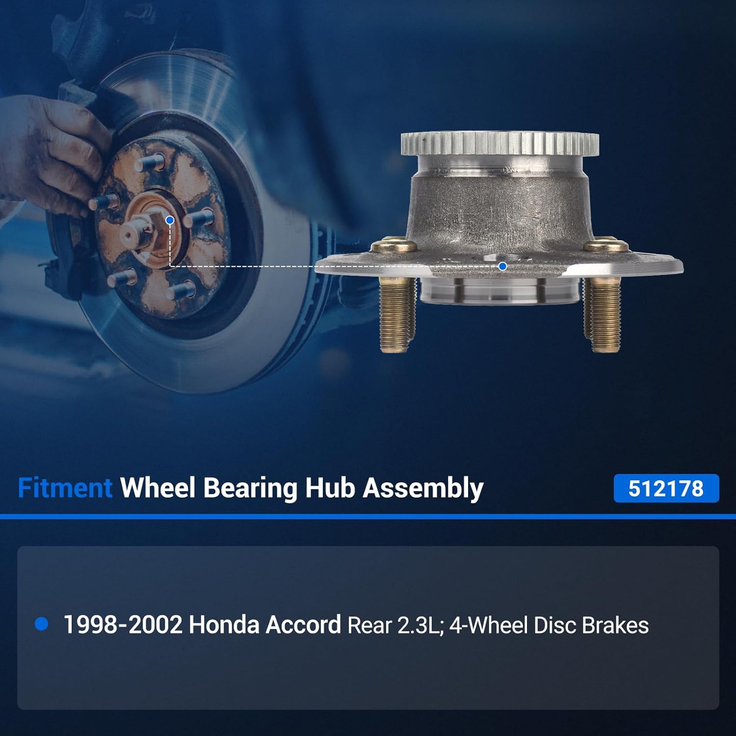 Autoround Rear Wheel Hub and Bearing Assembly 512178 fit for Honda Accord 1998-2002 2.3L Only - Image 2