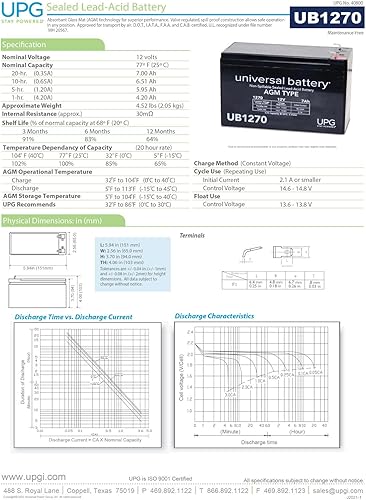 Miniatura 5 de Universal Power Group Sistema de alarma de seguridad UPG batería 12V 7.2AH SLA seguridad certificada-electrónica