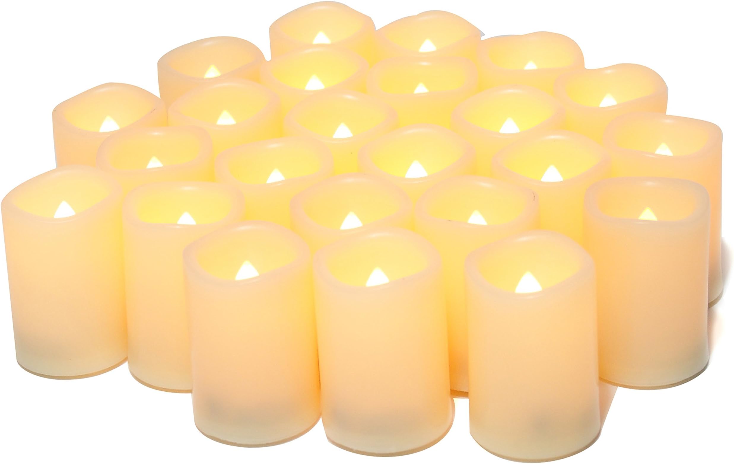 CANDLE IDEA Flameless Flickering Votive Tea Lights s Bulk Battery Operated Set of 24 Fake s/Flickering Tealights LED for Garden Wedding,Party, Christmas Decorations etc (Batteries Included)