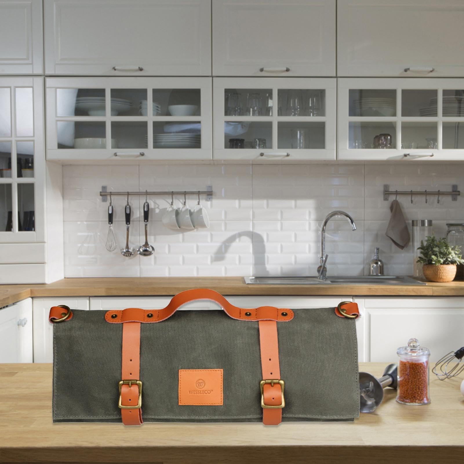 Sac à roulettes pour ustensiles de camping | Sac de rangement pour | vaisselle de camping - Sac de rouleau de coupeur de toile imperméable, transporteur de coupeur, étui de coupeur de chef pour