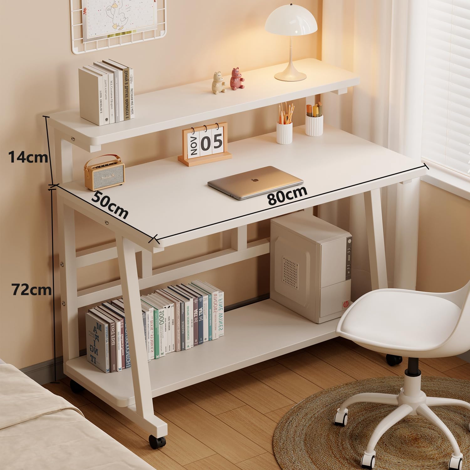 パソコンデスク モニター台付き 勉強机 棚付きデスク 幅80cm 奥行50cm Amazon | BURAYIENTA パソコンデスク モニター台付き 勉強机 棚付き