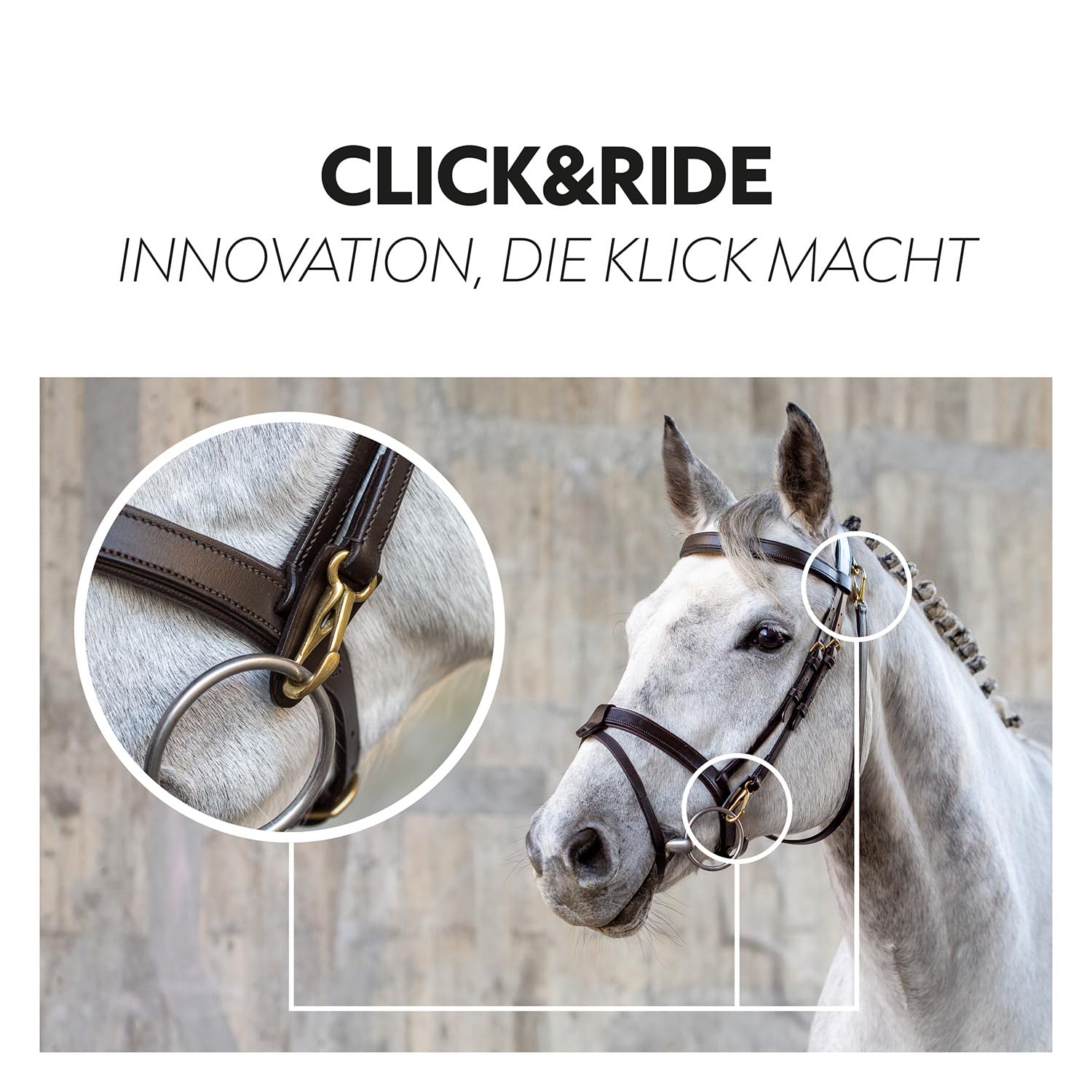 SUNRIDE Brida combinada Inglesa para Caballos (Berlín) – con riendas – Cuero auténtico Suave – Acolchado Extra – anatómica, Ajustable – Click&Ride – Hecha a Mano – Inoxidable(COB, marrón)