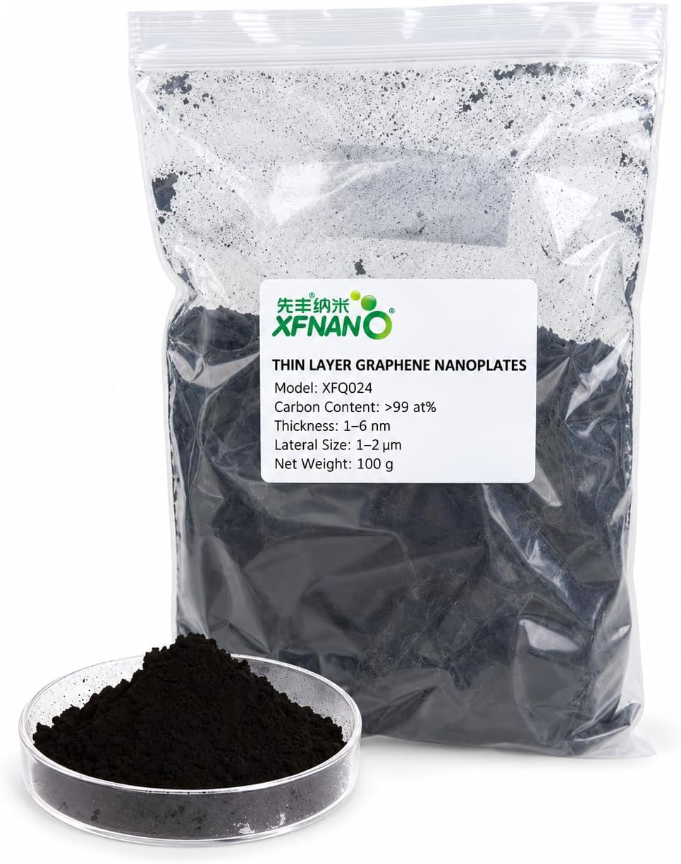 Thin Layer Graphene Nanoplates, >99 at% Carbon, 1-6 nm, 100 g | Conductive carbon nanoplates for batteries, supercapacitors, thermal management, coatings and polymer composites