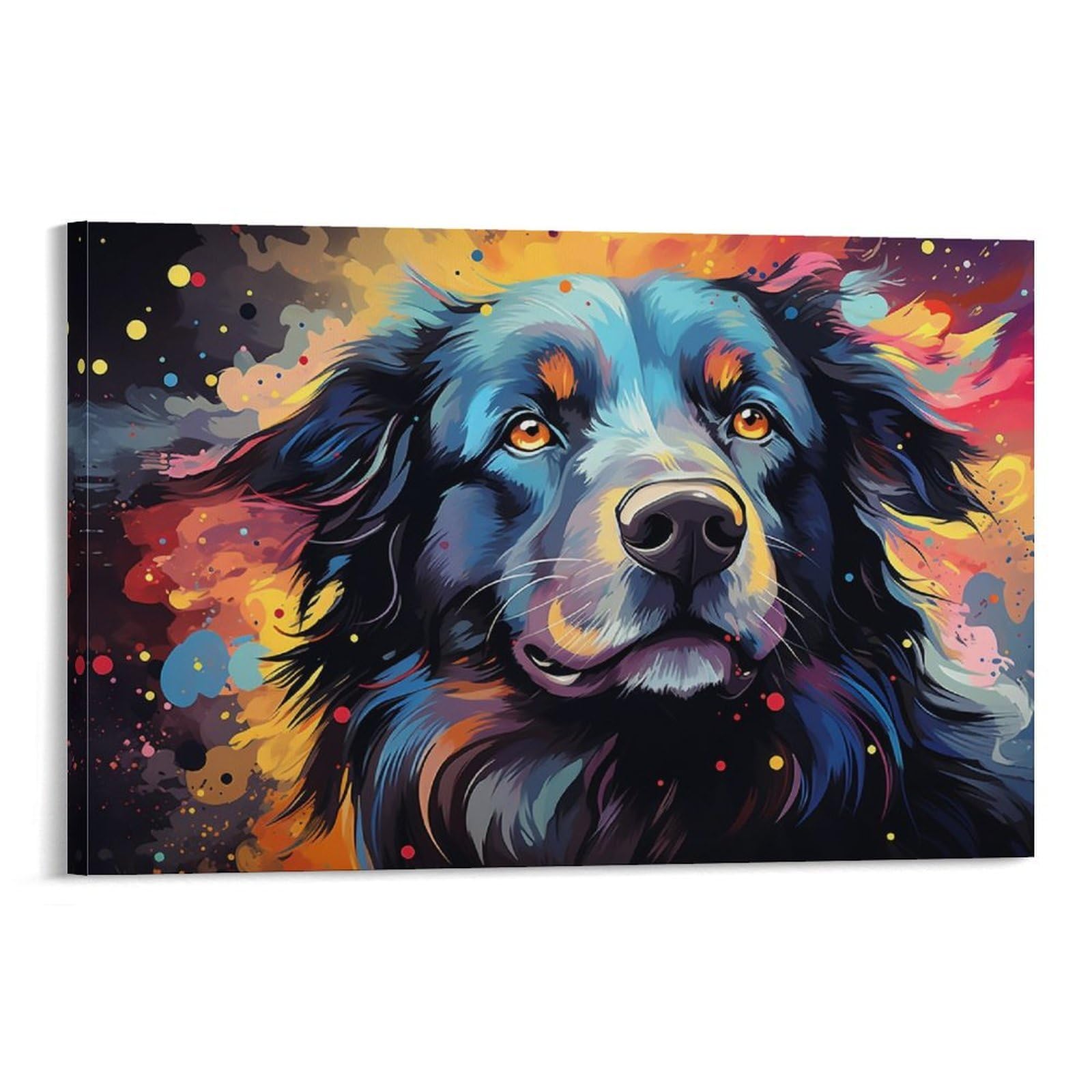 CPLVKWRQJ Dog Individual Colorful Dog Portrait Painting Wall Art Pieces - Office Canvas Print Fade Resistant Wall Focal Art Ready to Hang 20x30inch(50x75cm)