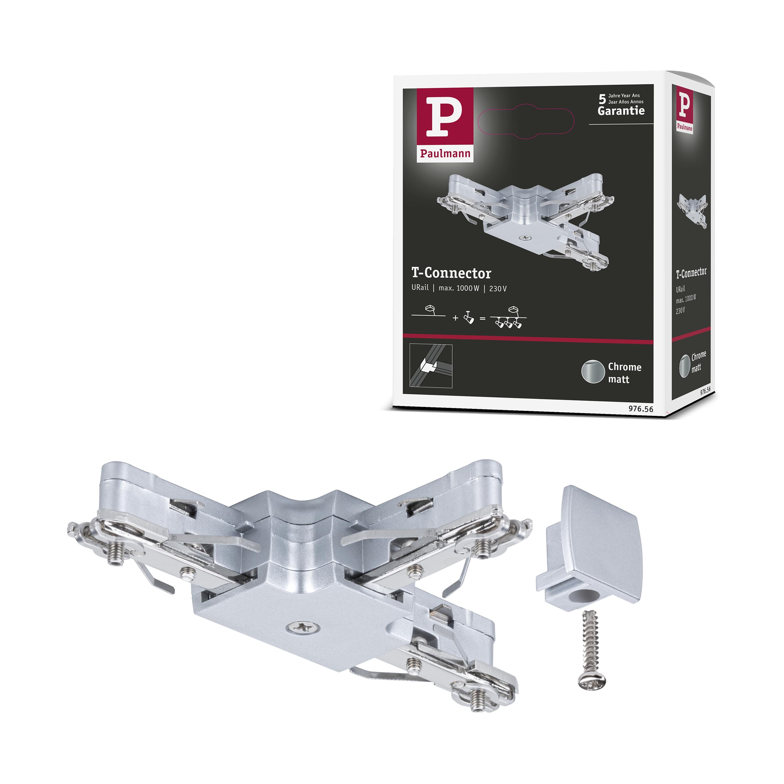 Paulmann 97656 URail T-Connector 104x62mm max. 1000W Chrome matt Rail System