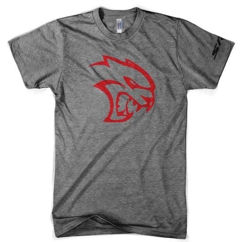 Camiseta masculina Dodge Hellcat com estampa SRT em tecido triblend cinza Detroit Shirt Company XX-Grande