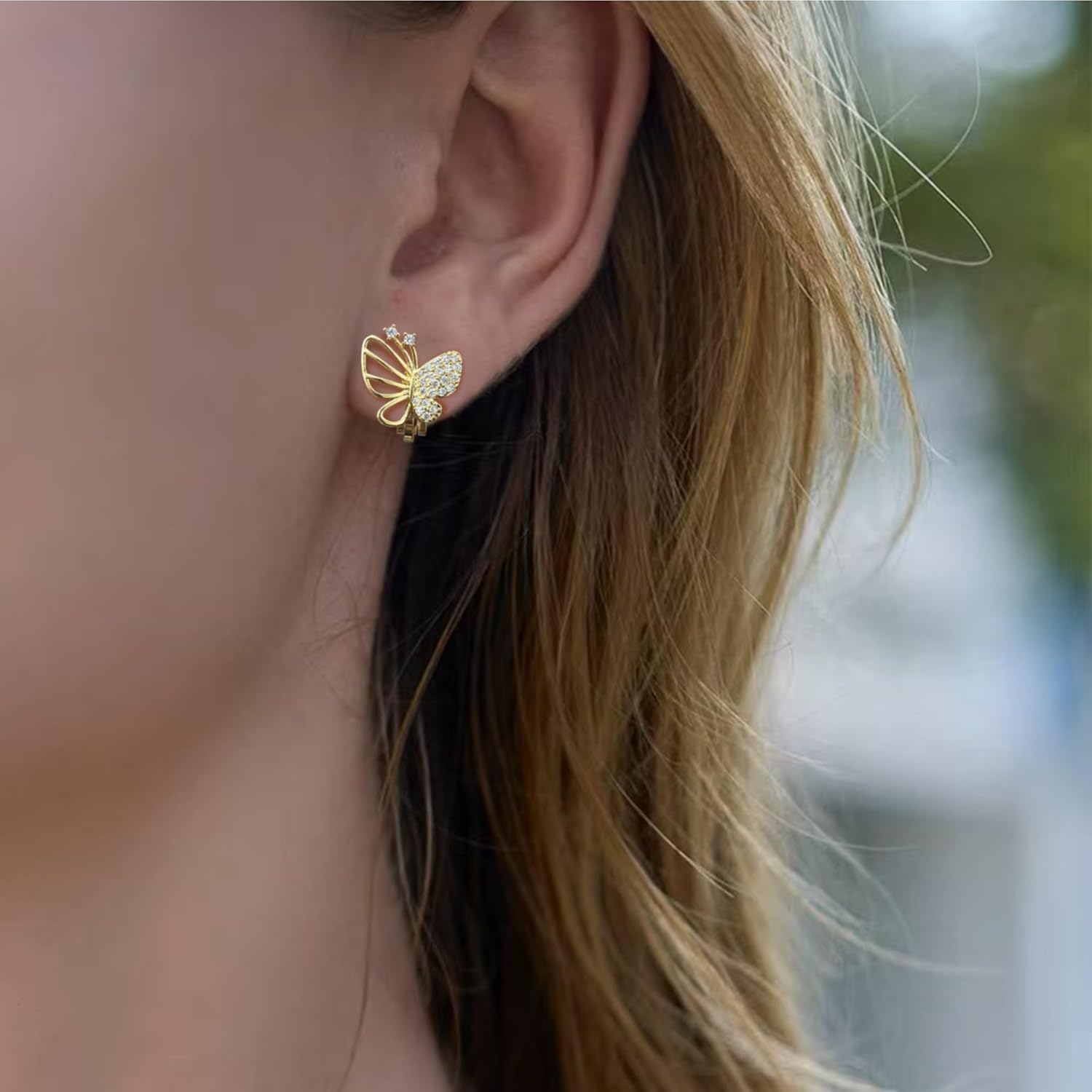 Butterfly Clip On Earrings for Women Cute Stud Earrings Non-piercing Earrings - Image 2
