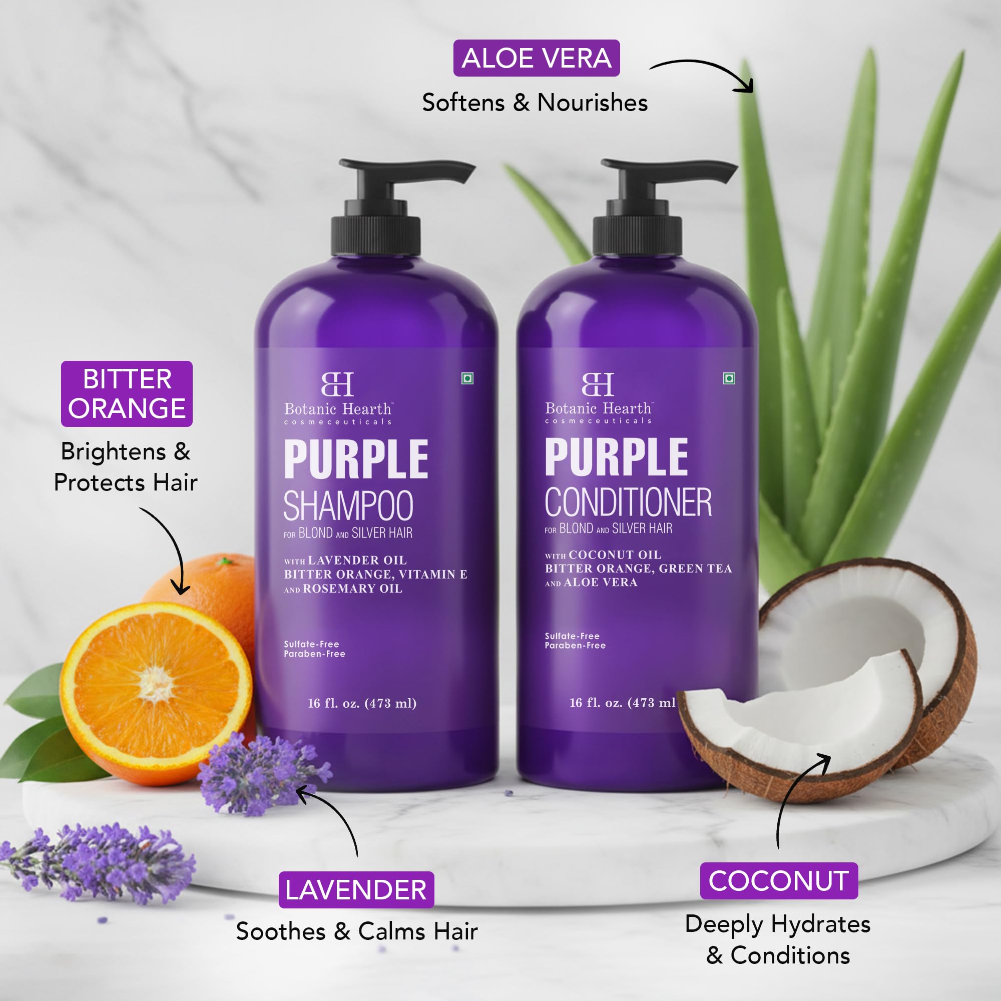 BOTANIC HEARTH Purple Shampoo and Conditioner Set - for All Shades