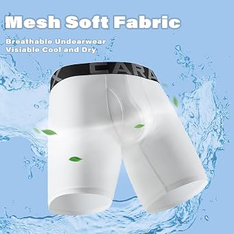 Mens Underwear Boxer Briefs 4 Pack Moisture Wicking Mesh Boxer Briefs with Fly Breathbale Soft Underwear for Men