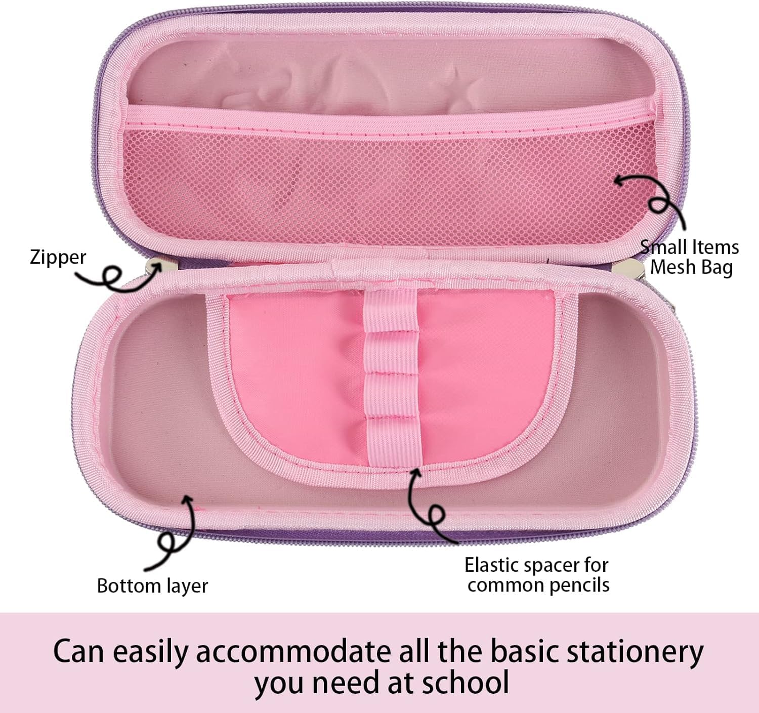 Zeinwap 3D Unicorn Pencil Case, Cute Large Capacity Pen Box, Girls, 3D Stationery Box Pink Pencil Pouch Organizer Compartments Zip Pouch, Kids Students - Canvas (Unicorn Party, 1) (Pink) 3