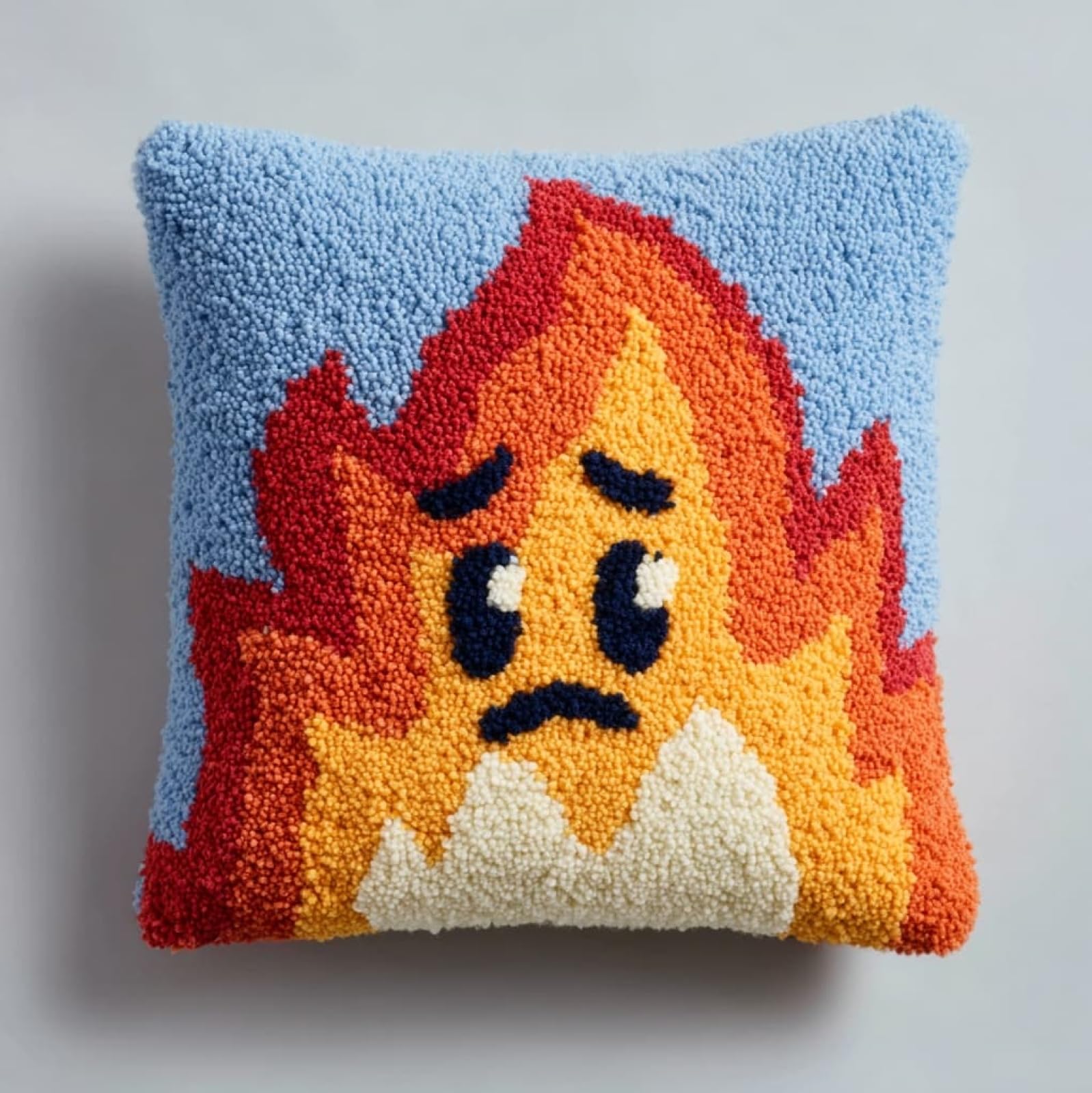 AxiangziK Latch Hook Cushion Kit 43x43cm,Flame Beginner Friendly Needlecraft Set,Easy Latch Hook Kit for Home Decor