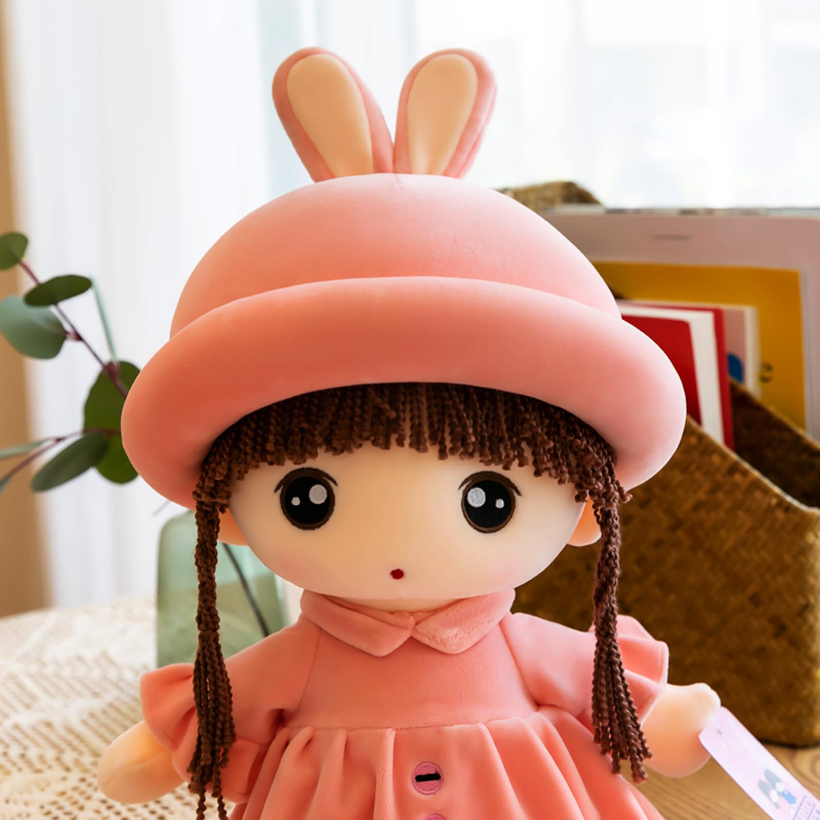 Muñeca De Trapo Princesa De 35 Cm – Peluche Súper Suave De Felpa Con Vestido Y Sombrero, Bordado Detallado, Ligera Y Abrazable, Ideal Para Niñas, Regalo Para Cumpleaños Y Navidad