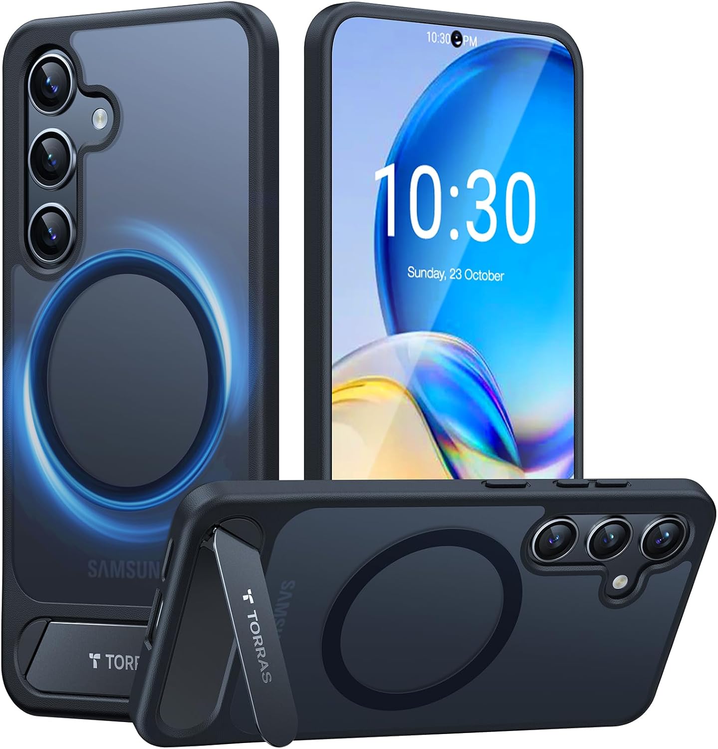 TORRAS Strong Magnetic & Seamless Stand for Samsung Galaxy S24 Case (for Galaxy S24 Black) Thumbnail