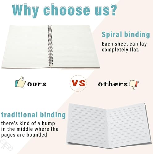 Miniatura 4 de Fuutreo 12 cuadernos en espiral para el trabajo A5 de 8.3 x 5.7 pulgadas, cuaderno de espiral con rayas universitarias, cuaderno de papel de estraza