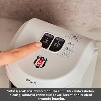 KARACA Hatır Hüps Sütlü Lisanslı Marş Söyleyen Türk Kahve Makinesi Beşiktaş Beyaz