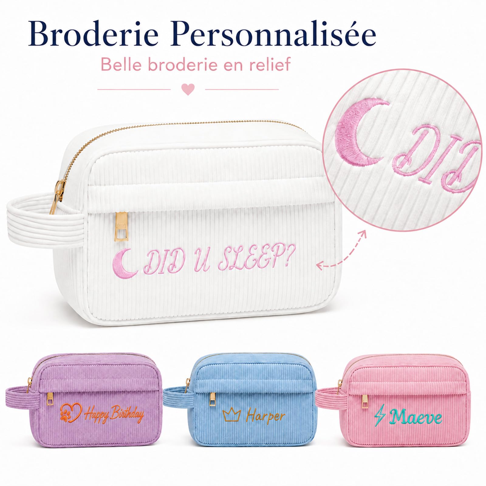 4 Pezzi Astuccio Personalizzato con Cerniera per Donna e Uomo Viola | Astuccio Individuale per Ragazze e Ragazzi, Portapenne Portatile per Ufficio, Compleanni, Ritorno Scuola, Natale e Insegnanti
