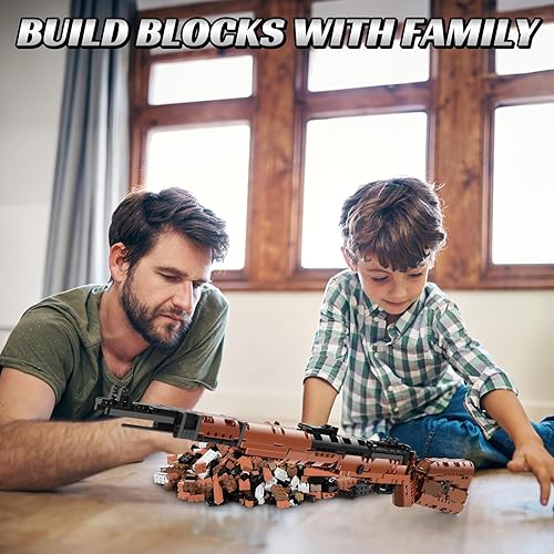 Miniatura 5 de CASEIER Juegos de armas de bloques de construcción de 98K, juguetes del ejército grande 1:1 para niños, adultos y adolescentes, pistolas modelo de