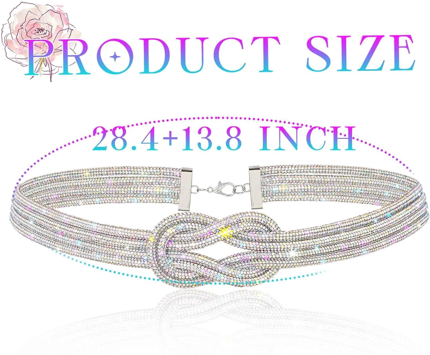 ELABEST Bling Rhinestone Knotted Belts for Women Formal Dress Sparkly Crystal Belt - Image 5