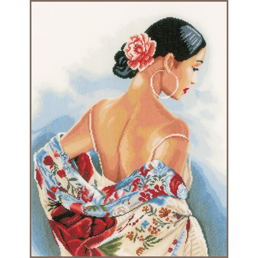 Lanarte Counted Cross Stitch KIT Flower Scarf (EVENWEAVE)