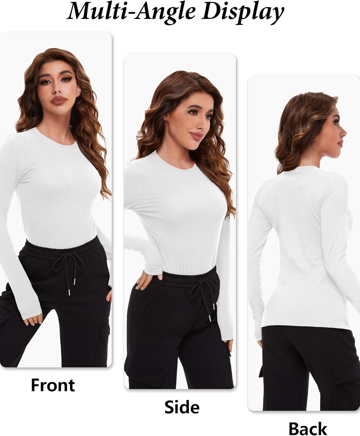 Dalavch 4 Pack Women’s Long Sleeve Basic Shirts Crew Neck Slim Fitted Compression Gym Workout Athletic Underscrubs Tops - Image 5