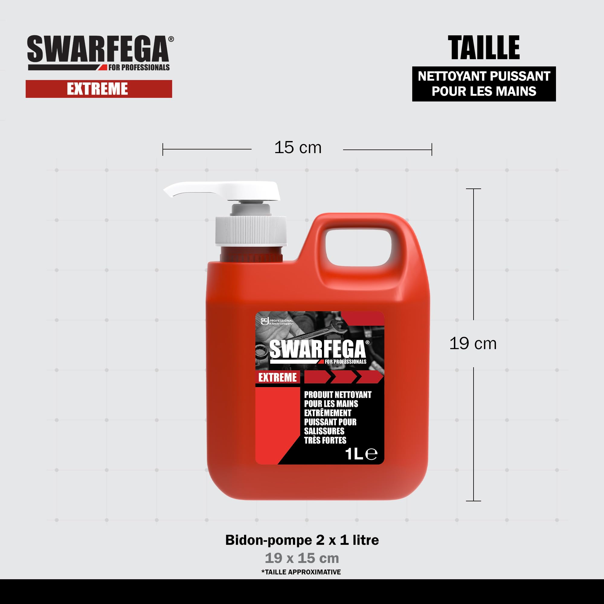 Swarfega Extreme 1L x2 – Nettoyant Mains Ultra Puissant, Élimine Huile, Graisse, Goudron & Saleté Industrielle, sans Solvant, Particules Non Abrasives – Pour Usage Professionnel