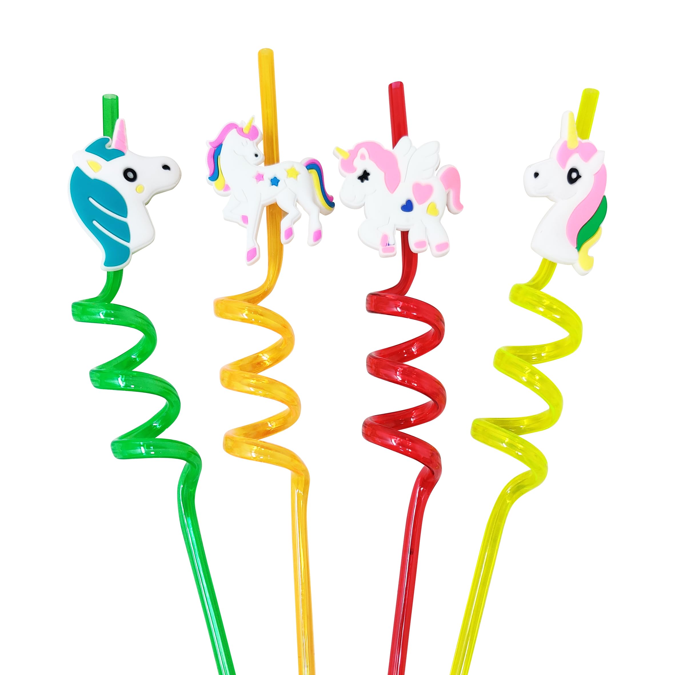 SIDAK Curly 4 Pcs Reusable Straws Smoothie Drinking Straws | Kids' Birthday Party & Return Gifts (4 Pcs)