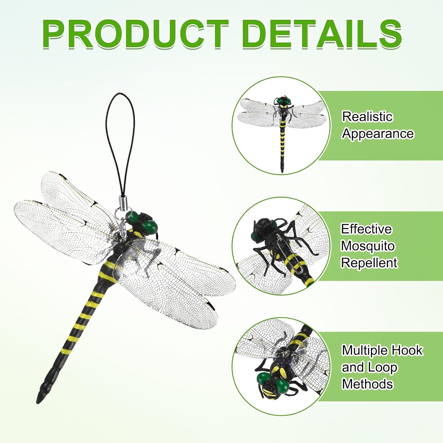 M METERXITY 1 PCS Dragonfly Clips 4.65" x 4.13" 3D PVC, Yellow image 2
