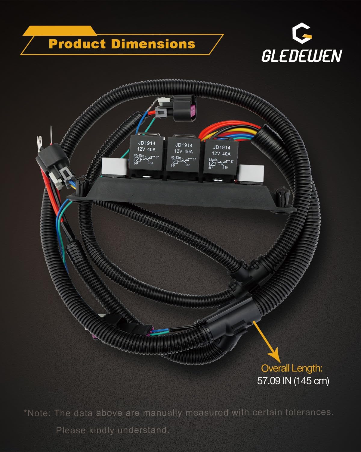 Electric Fan Dual Speed Control Wiring Harness Kit, Compatible with 1999-2007 Chevy Silverado 1500 2500 3500 Avalanche Suburban Tahoe, Escalade, GMC Sierra Yukon, Retrofit Stand Alone Wire, #674-00923