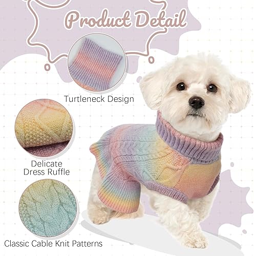 Miniatura 3 de Lelepet Suéter XS para perro, suéteres de Navidad para perros pequeños, suéter de Navidad de cuello alto, sudadera de punto para perro, vestido