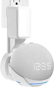 ZUOLACO Wall Mount Holder for Echo Dot 5th Generation, Outlet Wall Mount Stand for Echo Dot 5th/4th Gen, No Screws or Drilling Needed, Space-Saving Dot Accessories with Cable Hidden Storage, White