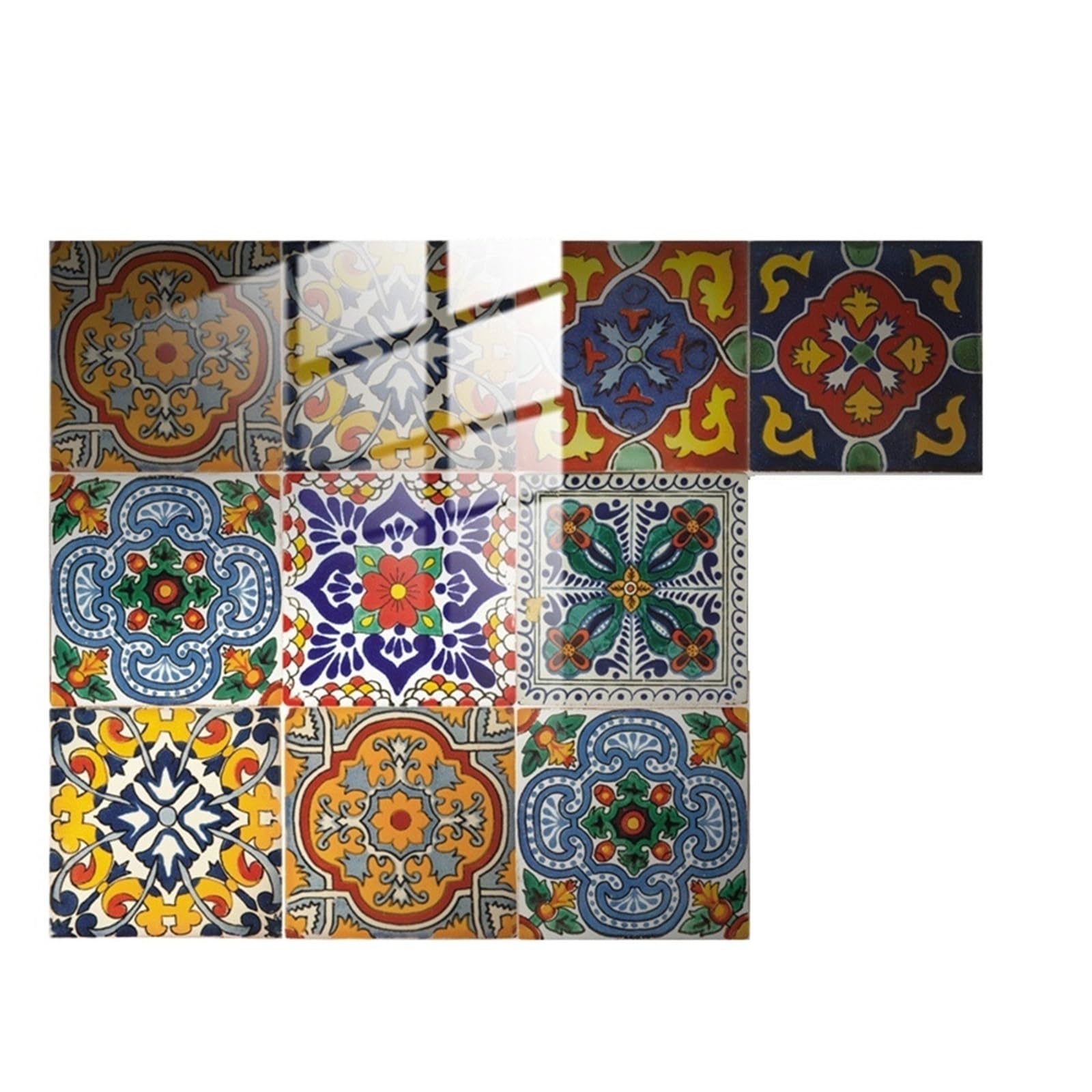 Wall Tile Sticker Tile Stickers 10pcs Retro Pattern Surface Crystal Tiles Sticker Waterproof Murals Self-Adhesive Decorative Kitchen Tables Wall(Color1)