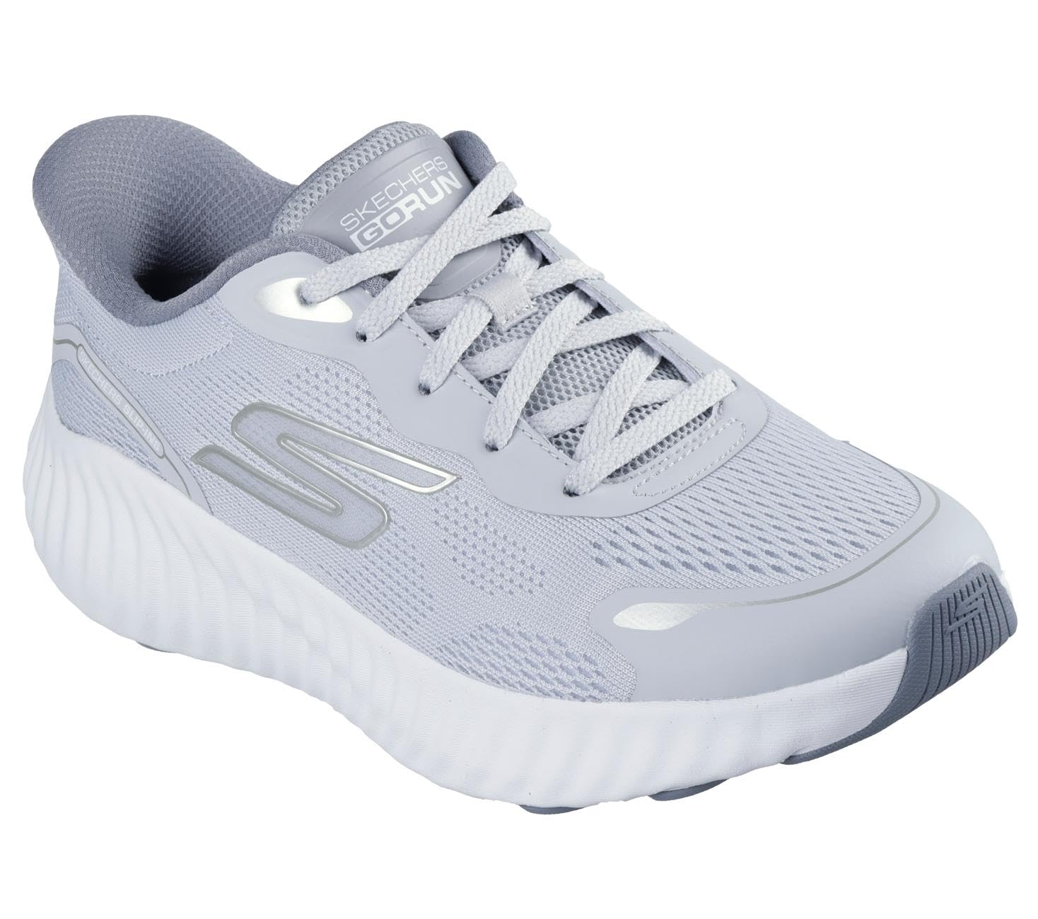 Skechers Women's Go Run Now Regent Slip-On Sneakers, Gray Textile/Trim, 4.5 UK