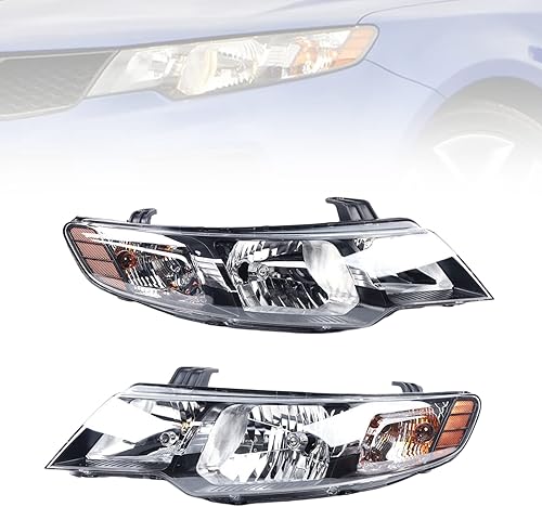 Para 2010-2013 Kia Forte/Forte Koup EX LX SX halógeno faro delantero lado conductor y pasajero sustituye a 921011M030 921011M230 carcasa negra