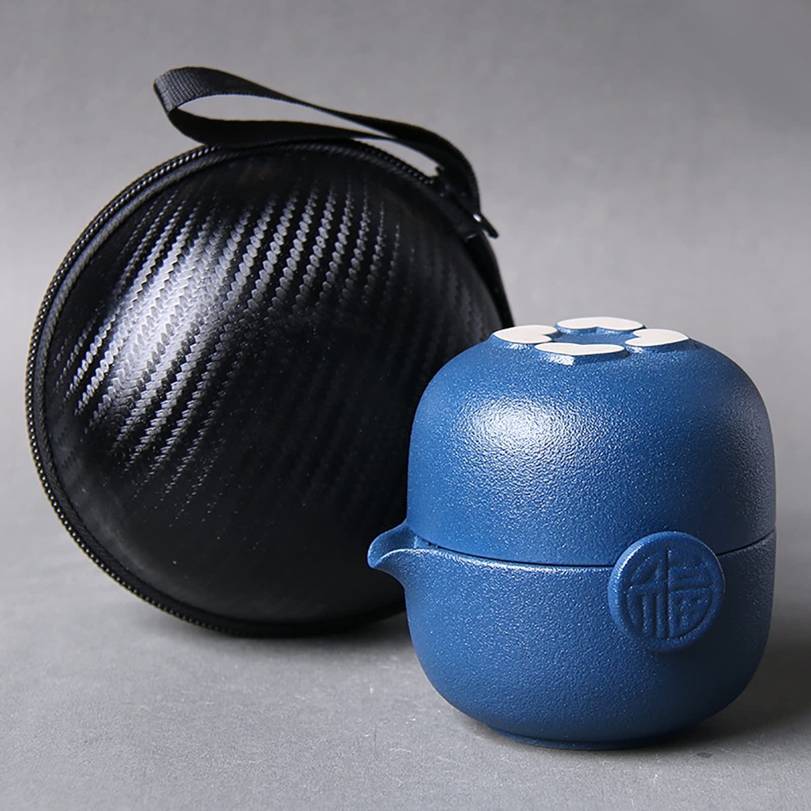 Travel Tea Set Portable Tea Set Chinese Kung Fu Tea Sets Japanese Tea Set Portable Tea Cup,Handmade Porcelain Ceramic Tea Set Gift (Color : Blue)