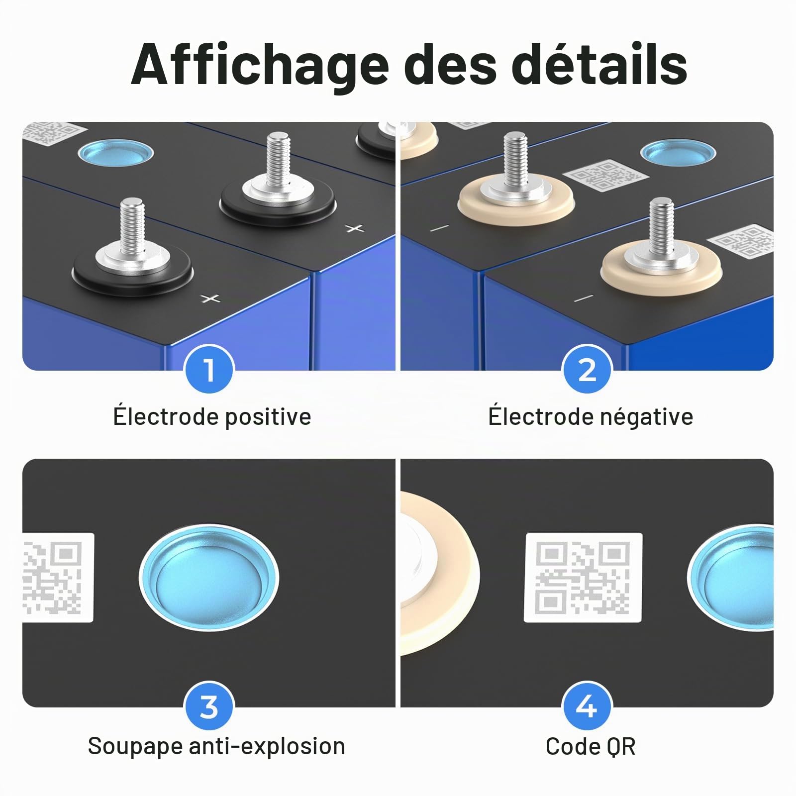 LiFePO4 cellules 12V 100AH (3.2 * 4 Packs) Batterie à Cycle Profond avec Phosphate ferreux Classe A Batterie de Rechange au Lithium pour Voiture, Moto, Bateau, Marine, voiturette de