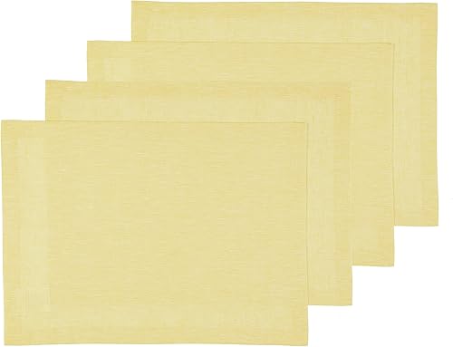 Miniatura 5 de Solino Home Athena - Juego de 4 manteles individuales de lino 100 puro 14 x 19pulgadas hechos a mano con tela natural lavables a máquina color uva