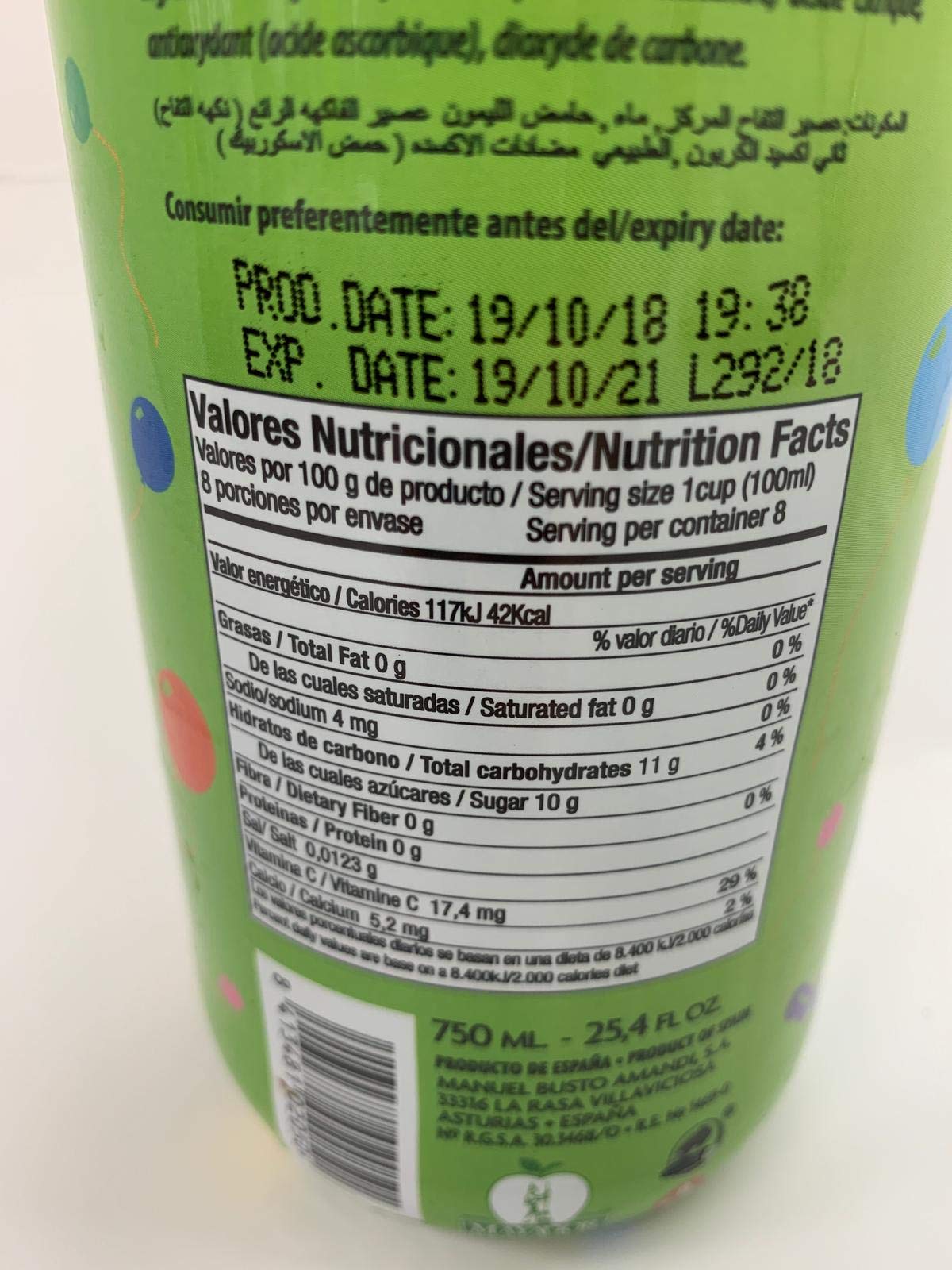 Maylink, 100%. Bebida refrescante y espumosa elaborada a base de 100% zumo de manzana - caja de 6 botellas de 75 cl. (Total 450 cl.)
