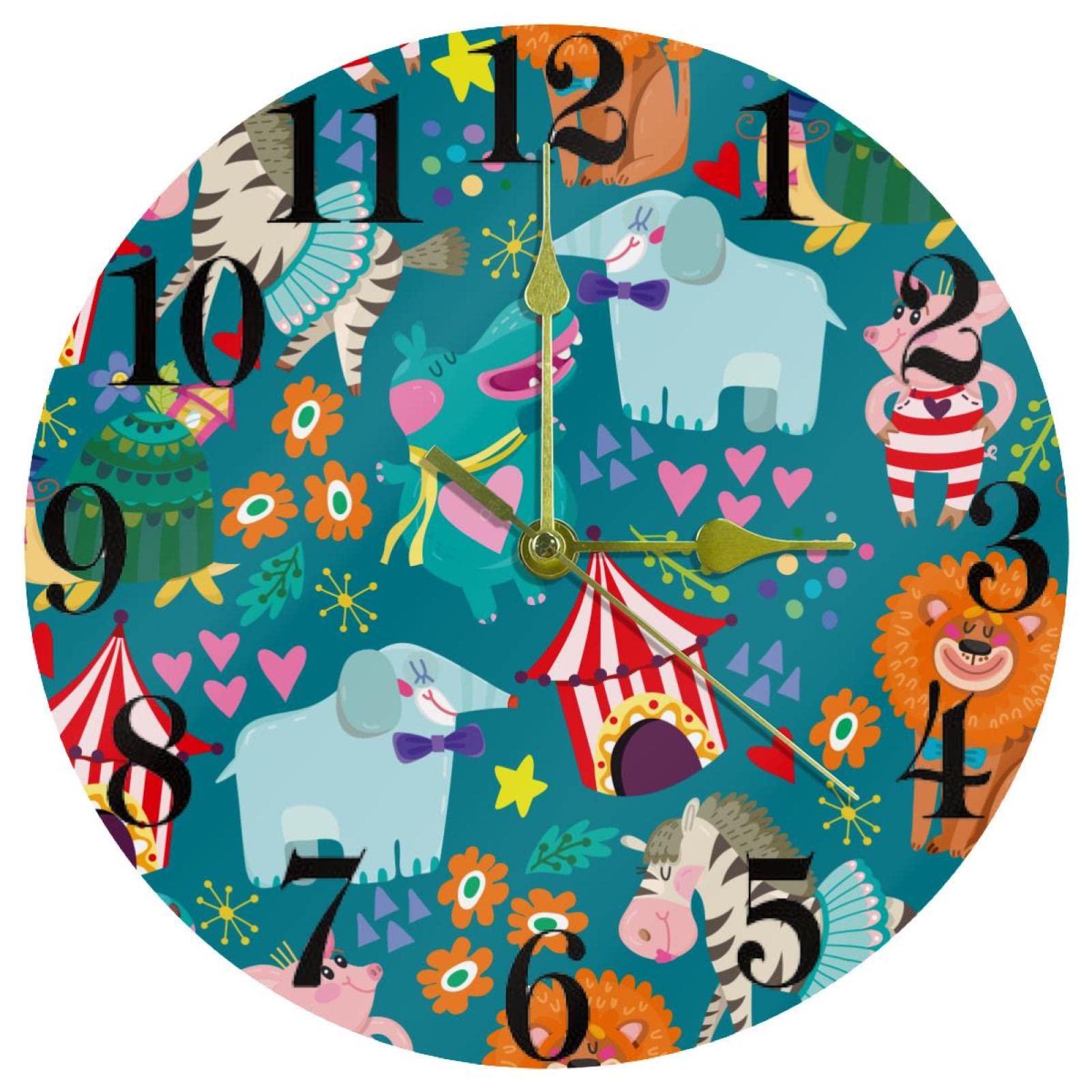 Horloge murale animaux de cirque colorée, le cadeau idéal pour enfant