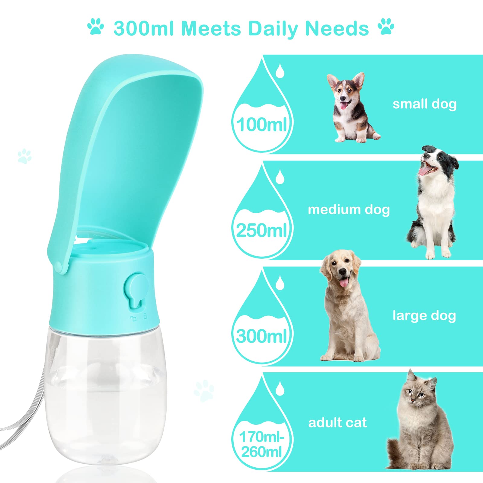 Borraccia Portatile Per Cani 550ml - Pieghievole Con Beccuccio, Ideale Per Passeggiate E Viaggi - Foto 8